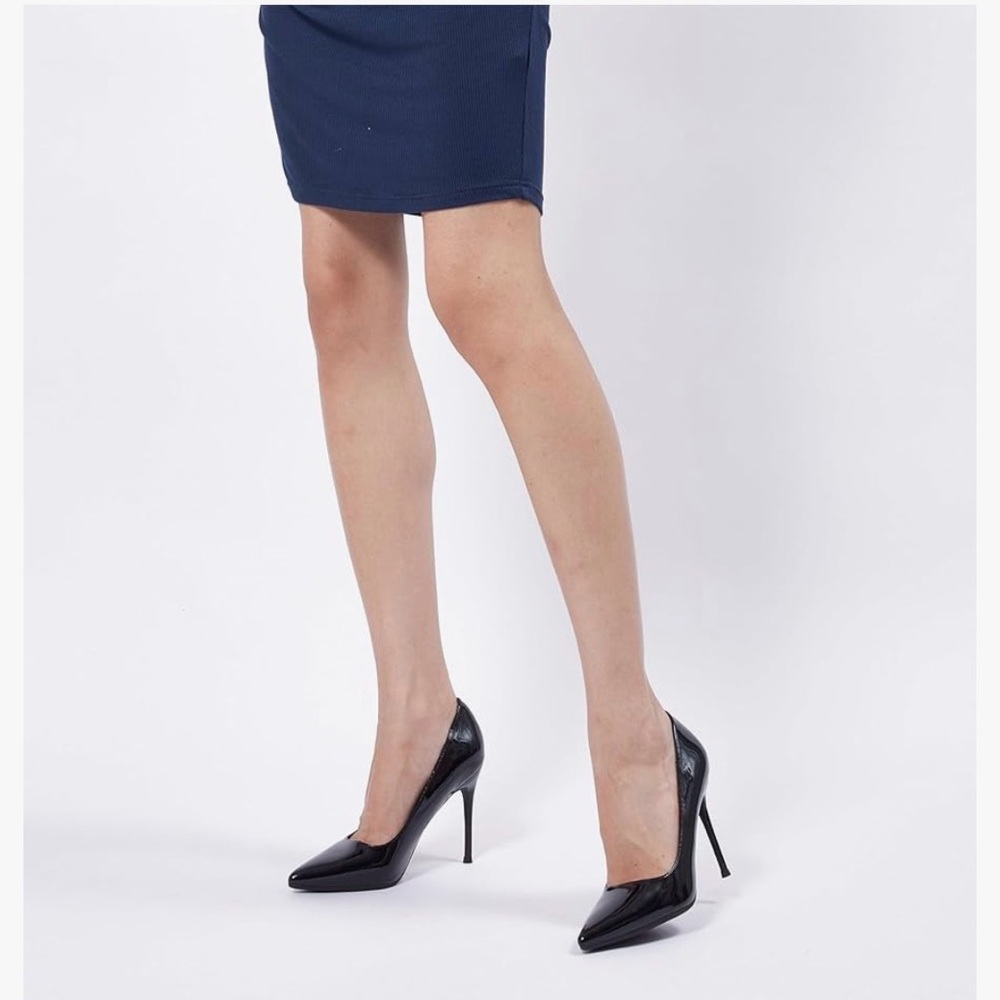 Elisabet Tang Black Patent Leather Stiletto High Heel Pumps-size 7-NWT - Picture 4 of 9